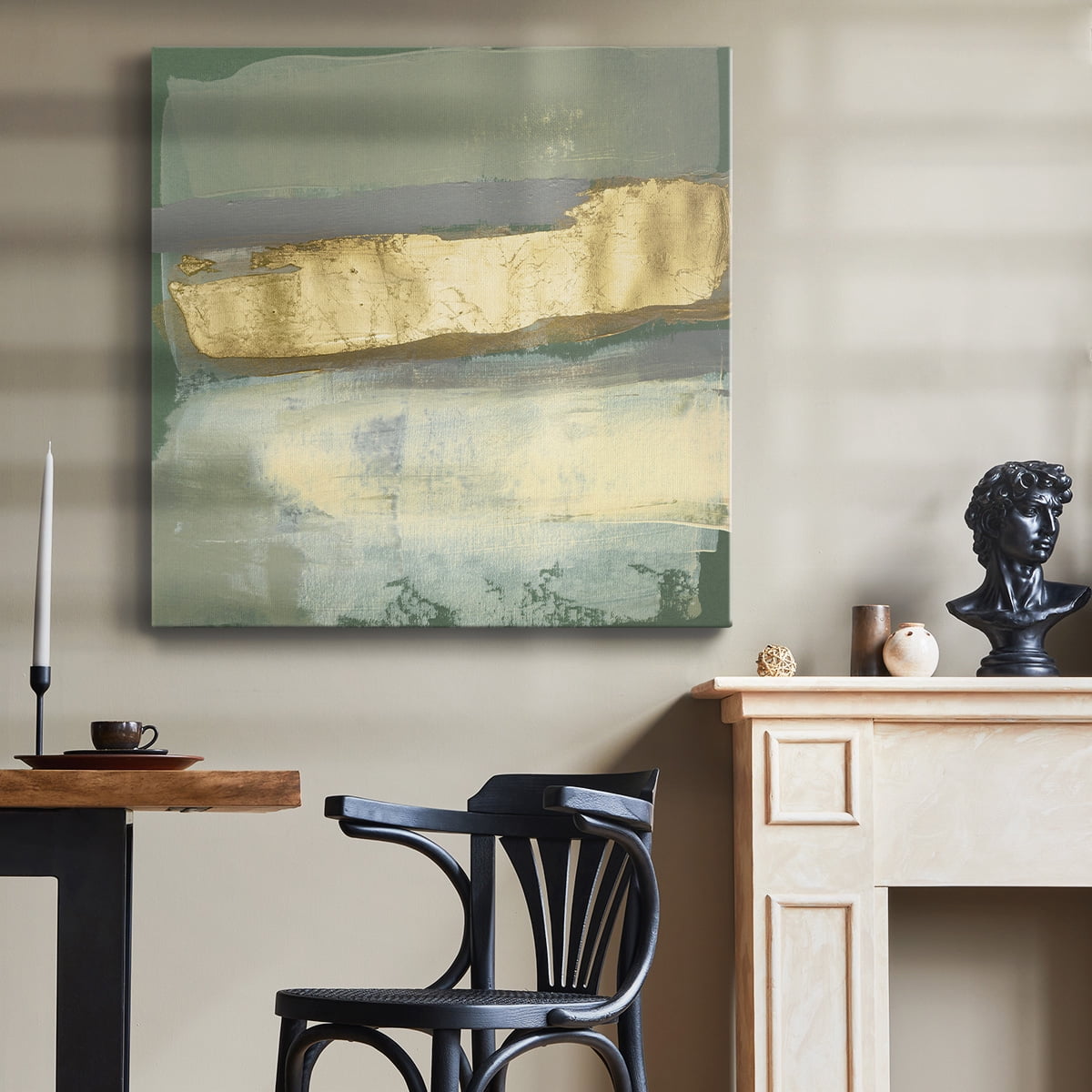Wexford Home Sage & Gold Swipe VIII-Premium Gallery Wrapped Canvas, 24" x 24" - Ready to Hang