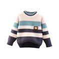 thumbnail image 1 of 2025 Enfants Filles Garçons Motif Col Rond Manches Longues Chandail Décontracté Tricoté Pulls Hauts 2-10 Ans Bleu, 1 of 7
