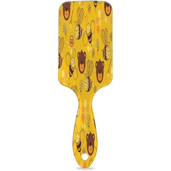 wonima11 Bee Bear Hair Brush Detangler Brush with Nylon Bristle for Thick Curly Thin Long Short Wet or Dry Hair Adds Shine and Makes Hair Health Paddle Hairbrush for Women Men