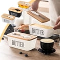 thumbnail image 1 of Ceramic Butter Dish with Lid and Knife - Nordic Style Butter Keeper for Freshness, Cheese Storage Container, 1 of 6