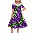thumbnail image 1 of Vestido de manga corta con cuello vuelto para niñas Vestido elástico de manga corta para niñas Vestido skater con volantes de corte A Vestido de recital escolar Vestido de manga corta con cuello vuelt, 1 of 6