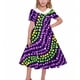 thumbnail image 1 of Vestido de manga corta con cuello vuelto para niñas Vestido elástico de manga corta para niñas Vestido skater con volantes de corte A Vestido de recital escolar Vestido de manga corta con cuello vuelt, 1 of 6