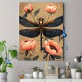 thumbnail image 4 of Qisvanset 12x16 Inch Dragonfly Peony Canvas Wall Art, Metallic Floral Nature Inspired Botanical Home Decor, 4 of 8