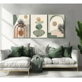 thumbnail image 2 of 3 Pcs Sage Green Boho Canvas Wall Art Modern Abstract Minimalist Neutral Bohemian Sun Geometric Line Painting Picture Wall Decor Poster Print Artwork for Living Room Bedroom Home Decoration, 2 of 7