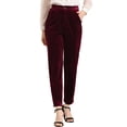 thumbnail image 1 of Pantalón de Terciopelo de Pierna Ancha Elástica con Bolsillos y Cintura Alta para Mujer Allegra K Rojo S, 1 of 6