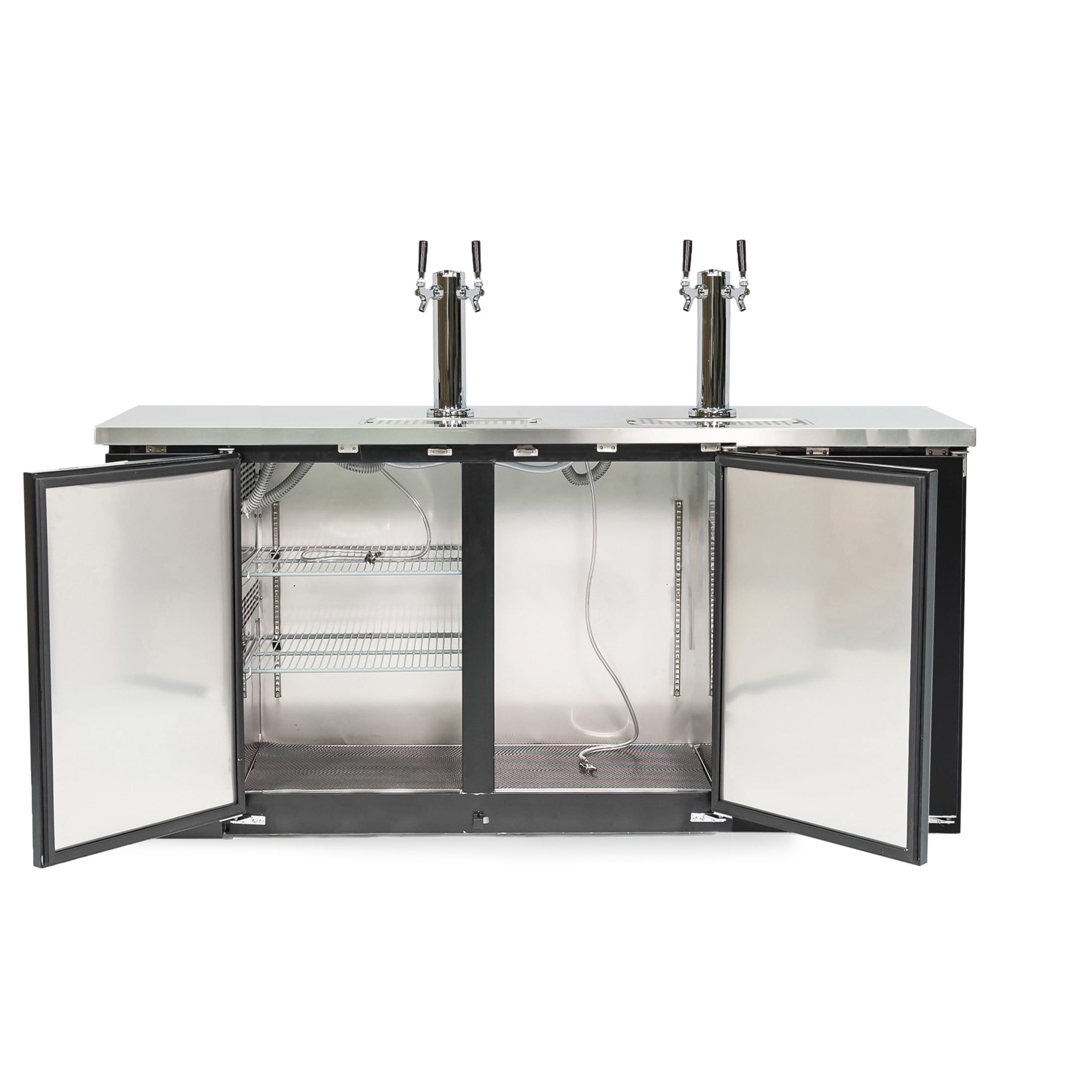Three 1/2 Barrel Commercial Beer Keg Cooler, with 2 Direct Draw Taps in Black