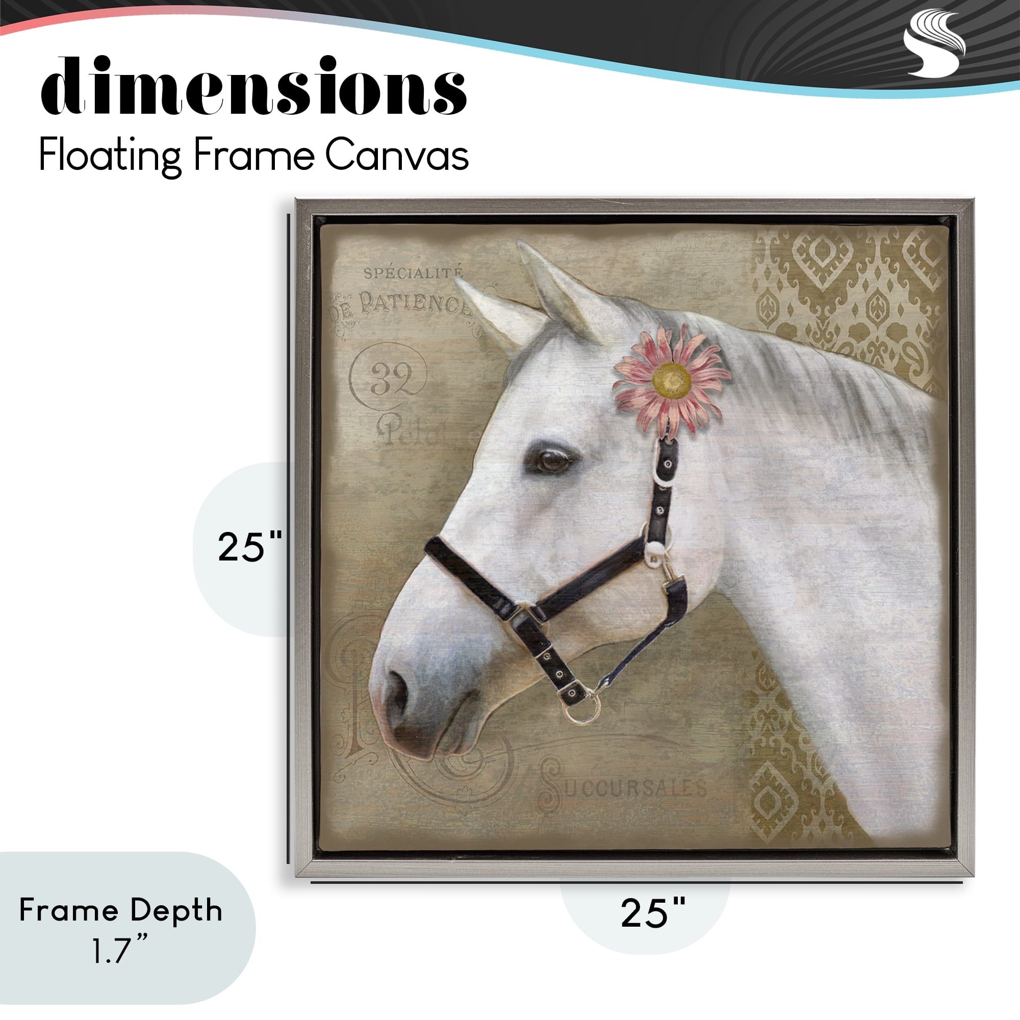 Stupell Industries Boho Barnyard Horse Gray Framed Floater Canvas Wall Art, design by Suzanne Nicoll