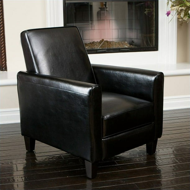 Noble House Delouth Leather Recliner, Small Black Leather Recliner