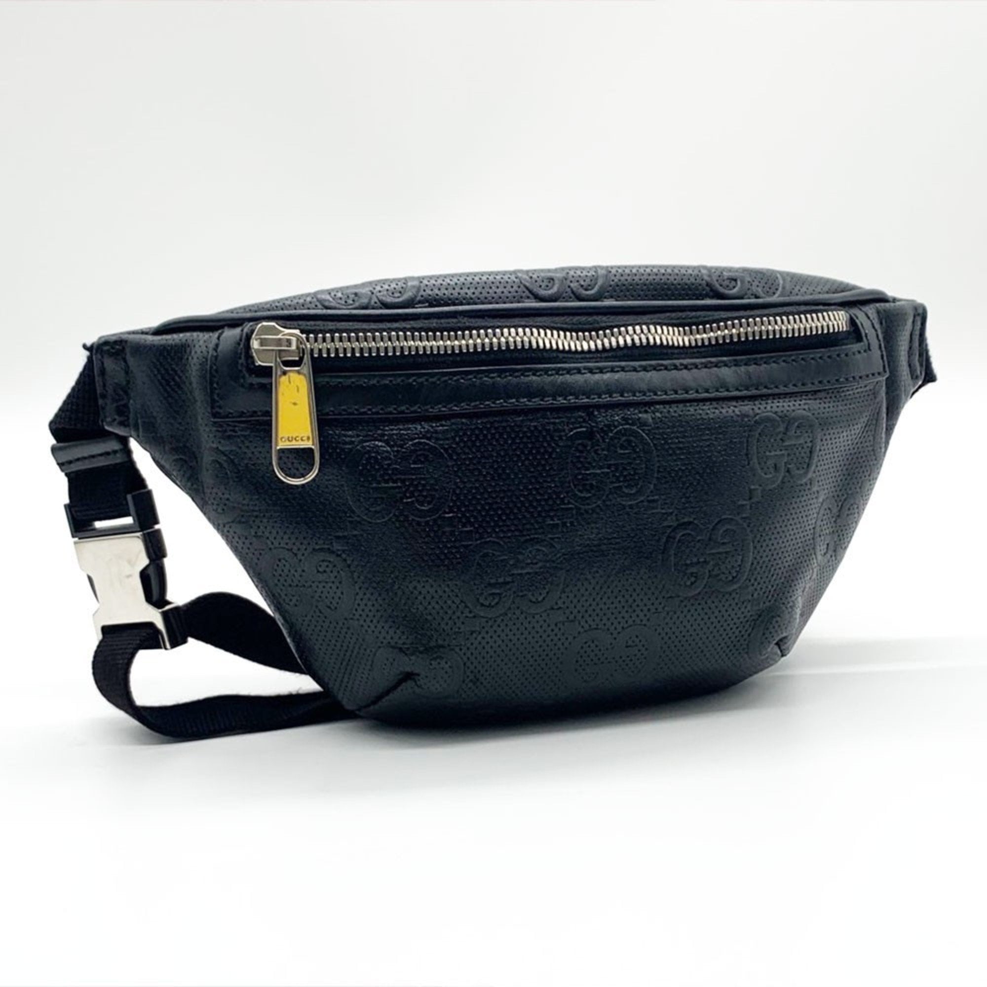 GUCCI Game Patch Belt Bag Waist Body Patent Leather Women\'s Black 529428 Gucci Patent Rubber Game Patch Logo Belt Bag 95 38 Black  main image 2