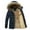 Blue, variant on 2024 Mens Down Puffer Jacket Hoodies Fur Collar Winter Fall Solid Color Lightweight Coat Casual Thin Insulated Jackets Fashion Outwear with Pockets Black M