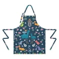 thumbnail image 2 of Colorful Dinosaurs Flowers Border Pattern Apron-Garden Aprons for Women with Pockets-Cotton Linen Waterproof Kitchen Cooking Gardening Aprons Adjustable for Kitchen,Cooking,BBQ and Salon 33x27 Inch, 2 of 7