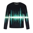 thumbnail image 4 of IROINNID Reduced Mens Pullover Shirts Long Sleeve Round Neck Pullover Electric Wave 3D Printed T-Shirt Blouse,Green, 4 of 5