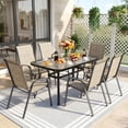 thumbnail image 2 of Arlopu 7pcs Outdoor Patio Furniture Set, Rectangular Glass Top Table and 6 Stackable Chairs for Garden Lawn Deck Poolside Backyard, 2 of 11