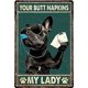 thumbnail image 1 of Home Decoration Tin Signs Black French Bulldog Your Butt Napkins My Lady Tin Sign for Office/Home/Classroom Bathroom Decor Gifts - Best Farmhouse Decor Gift - 12x8 Inch, 1 of 4