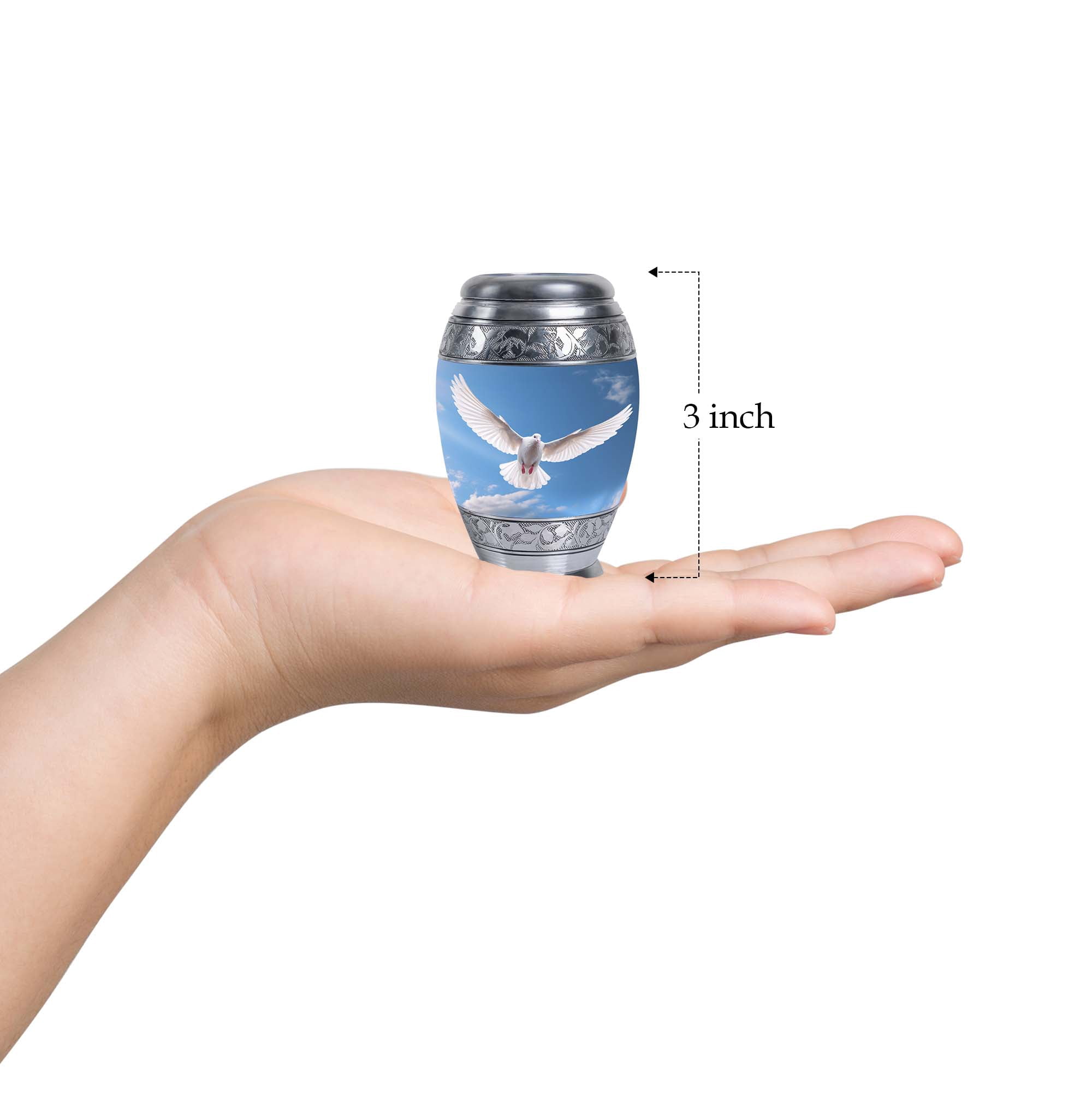 White Dove Small Decorative Urn - Ashes Urns Human Remains - Urn For Human Ashes Adult Men - Urns For Women Human Ashes - Adult Cremation Urns - Dove Urns For Human Ashes (Size - 3inch, 1pcs)