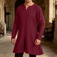 thumbnail image 6 of Yaoyar Men's Washed Cotton Medieval V Neck Long Sleeve Tunic, Renaissance Style Shirt for Halloween Costume Role Play, 6 of 8