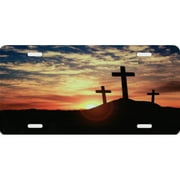 Crosses At Sunset Offset License Plate