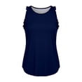 thumbnail image 7 of Athletic Tank Tops for Women Crewneck Sleeveless Ruffle Racerback Workout Yoga Top Casual Loose Running Athletic Tee Shirts Navy S, 7 of 7