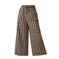 thumbnail image 7 of nochalofo Black Dress Pants Women, Women Drawstring Striped Pants Loose Wide Leg Pants Casual Palazzo Pants Trousers with Pockets, 7 of 7