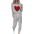 thumbnail image 1 of Pisexur Ensembles 2 Pcs pour Femmes Automne Tendance Imprimé Cœur Chandails en Molleton Col Rond Pantalons Jogger Survêtements Femmes Tenues 2 Pcs Décontractées Surdimensionnées pour Entraînement Voyage Vacances, 1 of 4