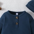 thumbnail image 6 of WeeBloom Onesies Baby Boy Winter Long Sleeve Jumpsuit Solid Color Print With Hat Outwear Fall Clothes Sleepwear Pajamas,Dark Blue 18-24 Months, 6 of 7