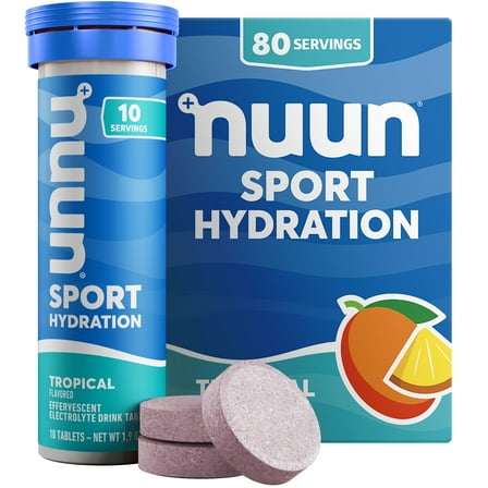 Nuun Sport Electrolyte Tablets for Proactive Hydration, Tropical Fruit, 8 - 10 Count Tubes