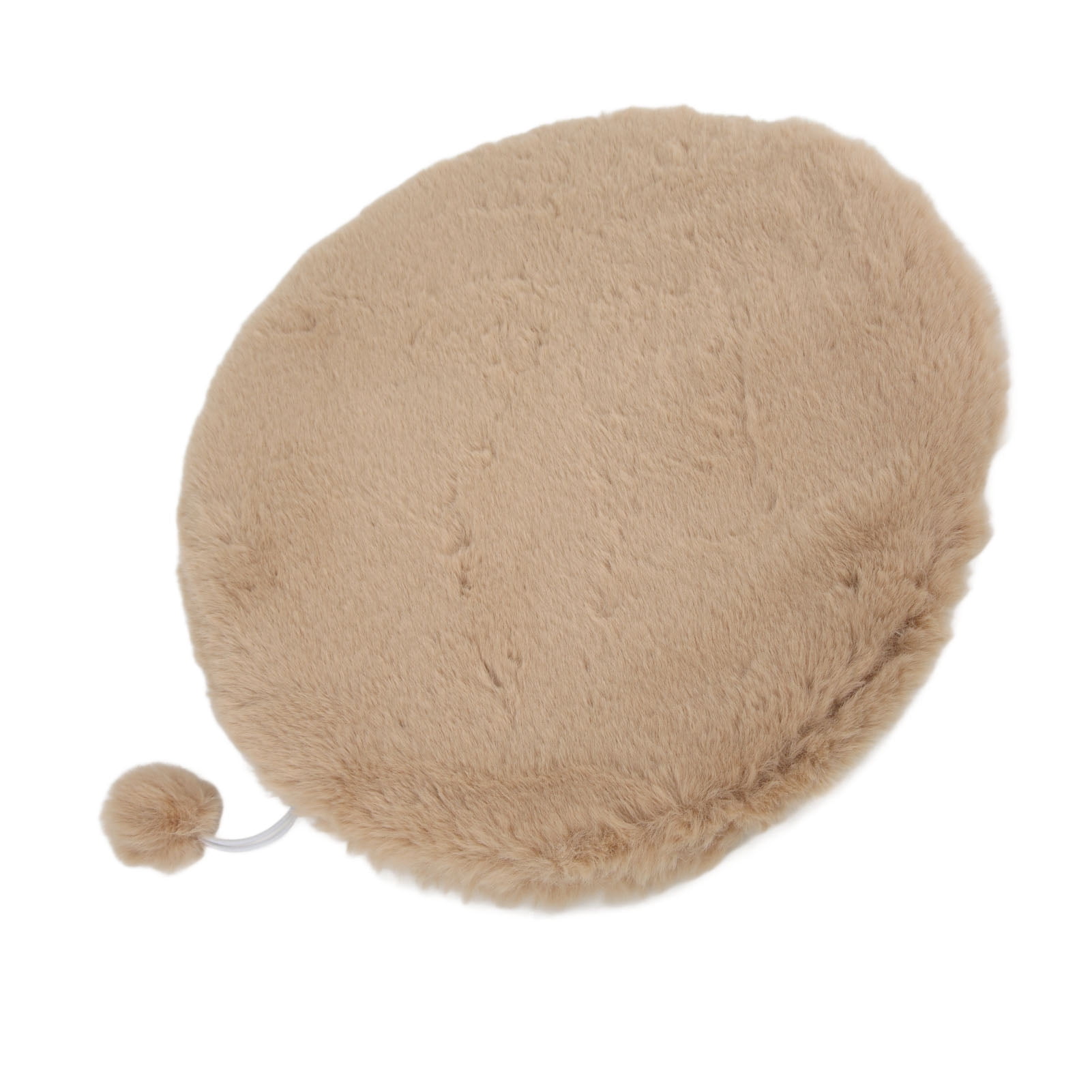 YAHHU Round Faux Rabbit Fur Pet Sleeping Mat Warm Comfy Foldable Cat Dog Bed with Small Ball for Indoor Outdoor Use L Size 17.7 inches / 45 cm Diameter Milk Tea Gray