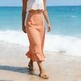 thumbnail image 7 of idosla Gingham Maxi Skirts for Women A Line High Waist Long Plaid Skirt Summer Beach Vacation Outfits Trendy (Orange, L), 7 of 7