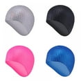 thumbnail image 2 of Silicone Swim Cap,Comfortable Bathing Cap Ideal for Curly Short Medium Long Hair, Swimming Cap for Women and Men, Shower Caps Keep Hairstyle Unchanged, 2 of 4