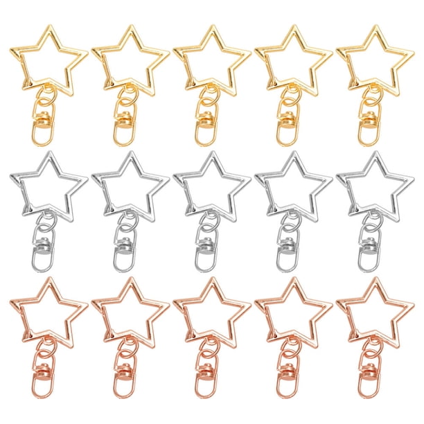 60 piezas de llaveros de aleación de zinc con diseño de estrella y hebillas para colgar llaves.