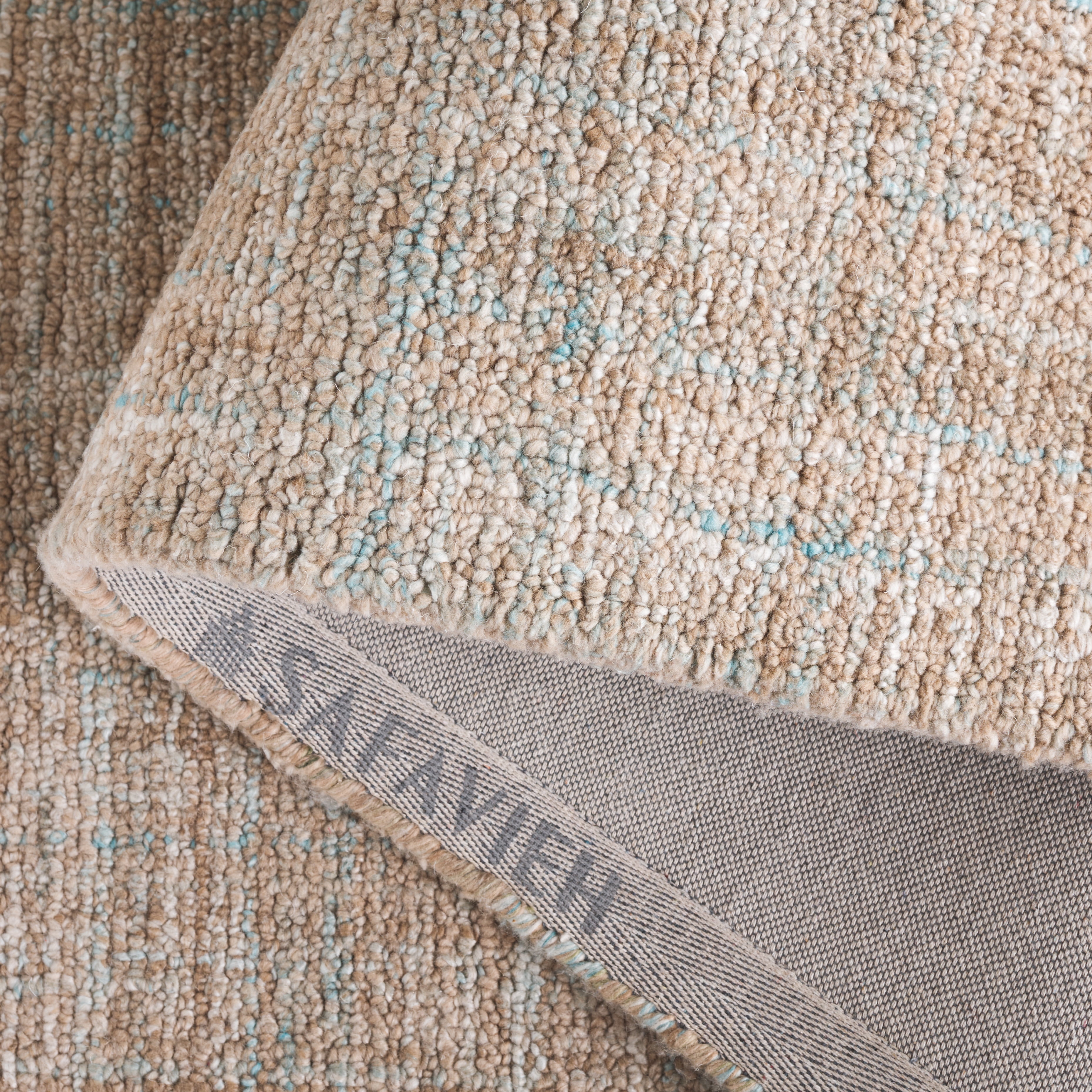 SAFAVIEH Abstract Yorick Striped Polyester Area Rug, Aqua/Brown, 6' x 6' Round