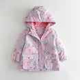 thumbnail image 2 of Girls Outdoor Floral Fleece Lined Light Windproof Jacket with Hood Pink 5-6 Years, 2 of 7