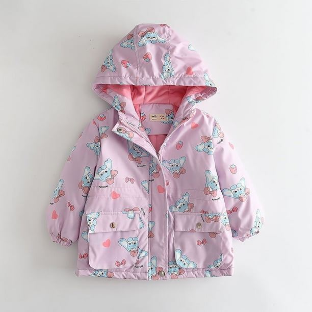 Cowsor Girls Cartoon Unicorn Jackets Spring Zip Kids Hooded Flamingo Windbreaker for Toddler Pink Light Outwear