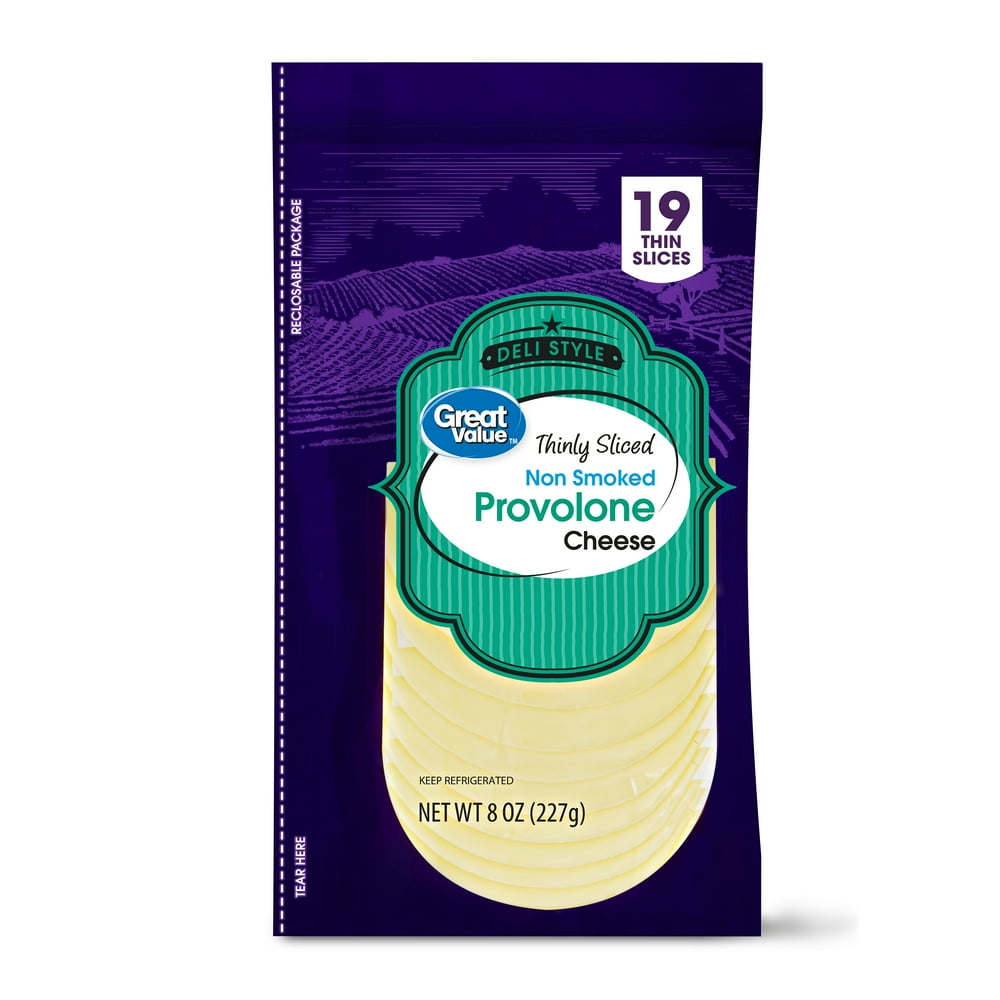 Great Value Deli Style Thinly Sliced NonSmoked Provolone Cheese, 19