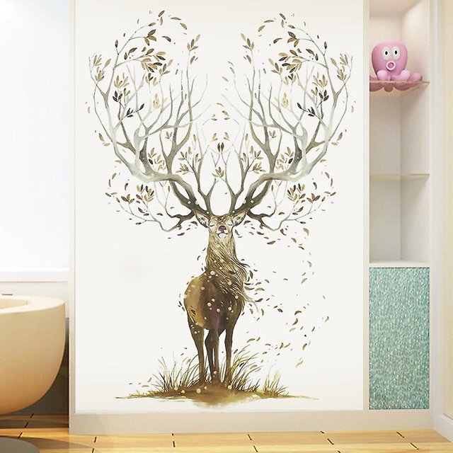 Adhesivo de pared autoadhesivo MACHAO con diseño de ciervo decoración para sala de estar dormitorio cocina