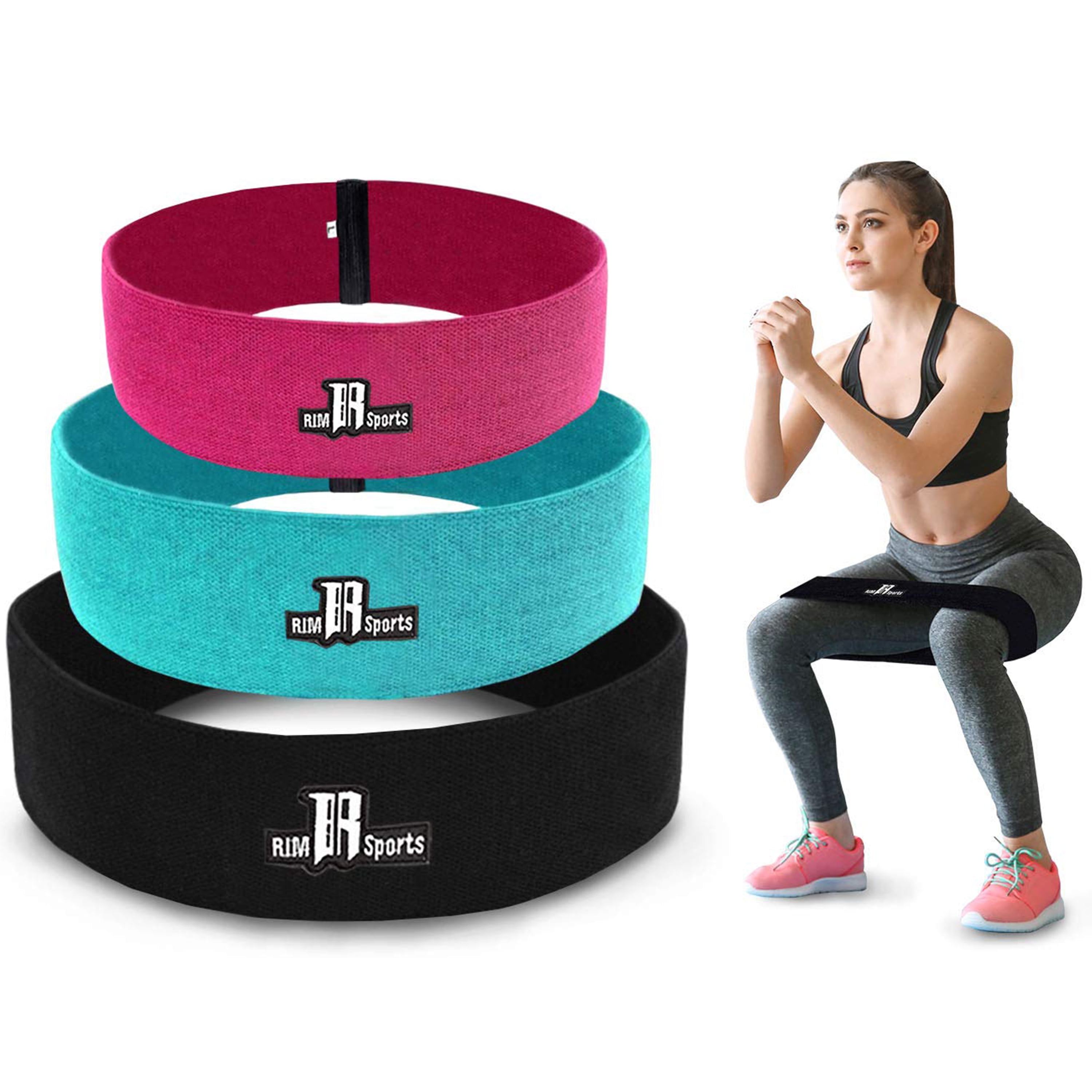 Leg Non Slip Fabric Booty Bands Exercise Bands with 5 Resistance Levels Glute Bands Workout Bands Pack of 5 RIMSports Resistance Bands for Legs and Butt Glute and Hip Squat Bands for Thigh 
