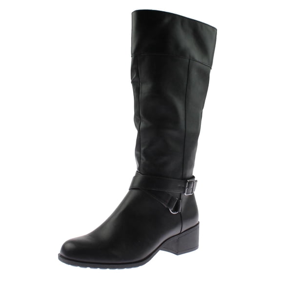 Style & Co. Womens Vedaa Faux Leather Riding Boots Black 5 Medium (B,M)