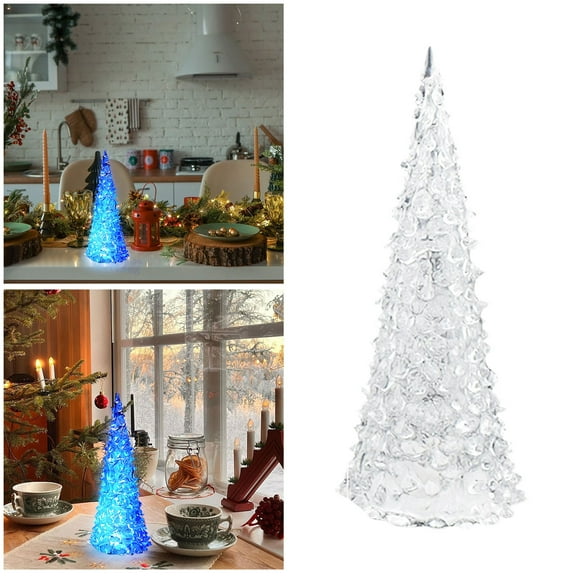 XDDST 8.66 Inch Acrylic Christmas Tree Lamp Enchanted Light Up Blue Lights Christmas Tree with Lights for Room Table Decor
