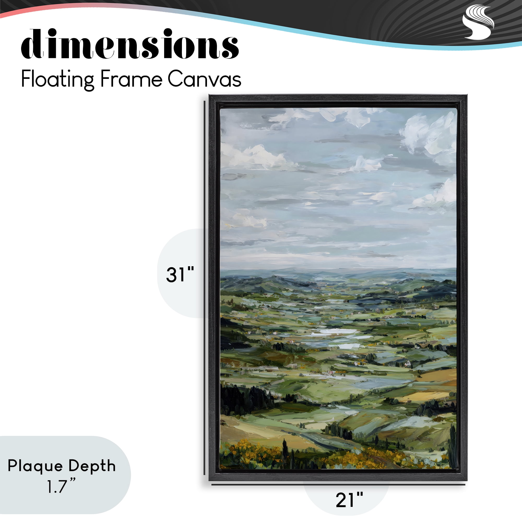 Stupell Industries Valley Living with Verdant Hills Black Framed Floater Canvas Wall Art, design by Petal Prints Design