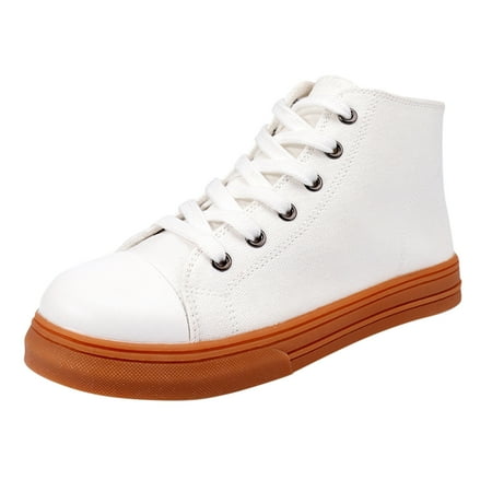 

nsendm Neon Sneakers for Women Women Shoes High Top Canvas Casual Shoes Fashion Casual Lace Up Womens Slip on Sneaker White 9