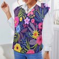 ANYWAY.GO Casual Vneck sweater women's vest Floral Amazing Pattern