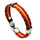 thumbnail image 4 of Pulsera de cuero triple, brazalete con bandera trenzada, estilo gótico, para aficionados al fútbol España, 4 of 5
