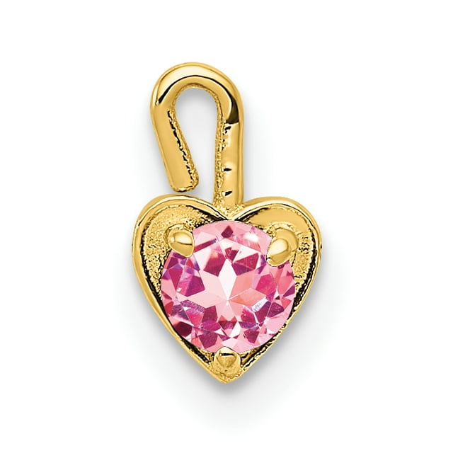 14k Or Jaune Octobre Synthétique Pierre de Naissance Coeur Collier Pendentif Amour Attachable