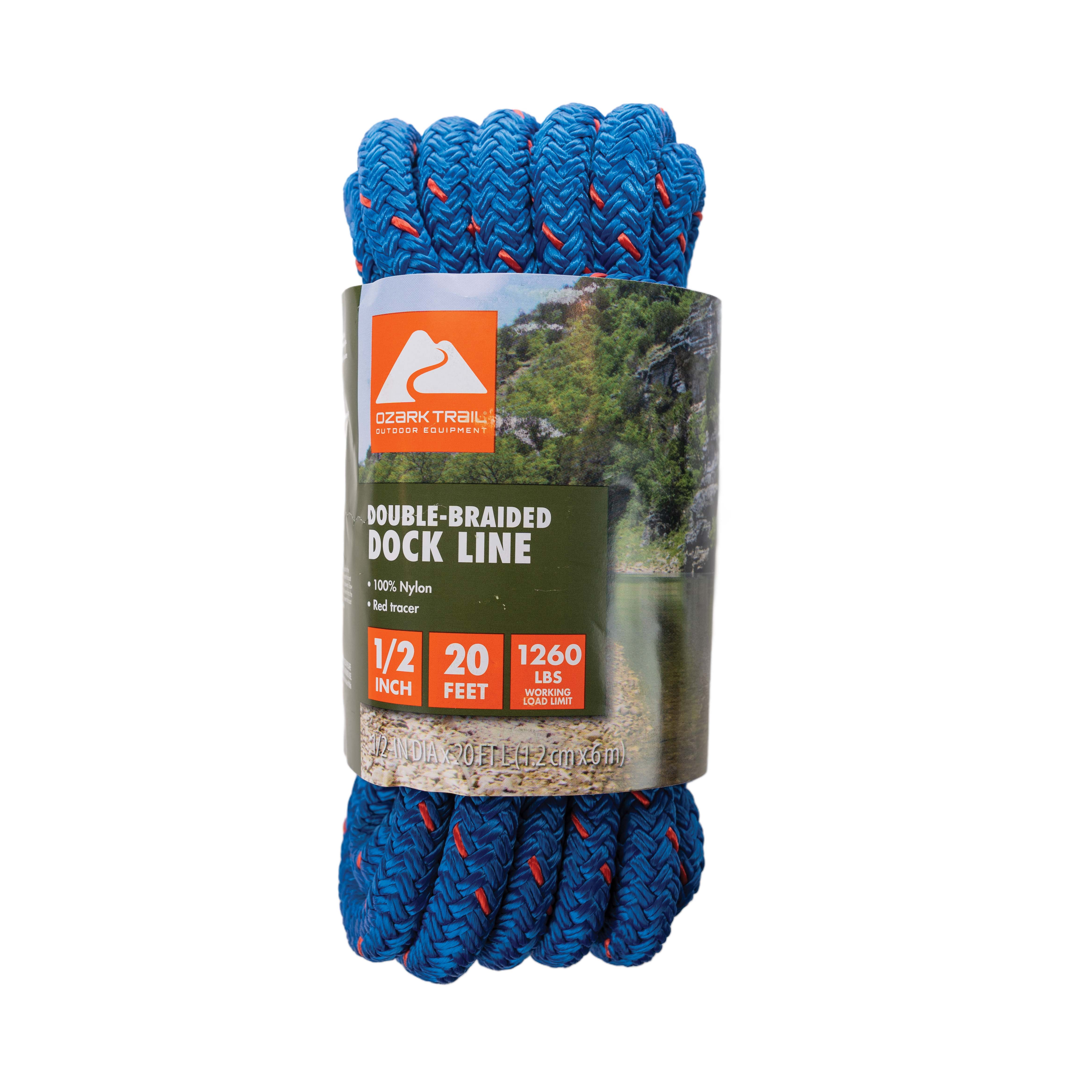 (4 pack) Ozark Trail 2-Pack 1/2-inch x 20-foot Nylon Boat Dock Lines, Blue