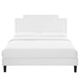 thumbnail image 5 of Platform Bed Frame, King Size, White, Velvet, Mid Century French Bedroom, Modern Contemporary Boutique HB35483, 5 of 12