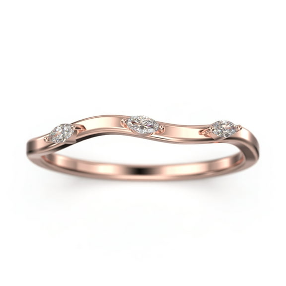 0.12ct Marquise Diamond Moissanite 10K Rose GoldWedding Band