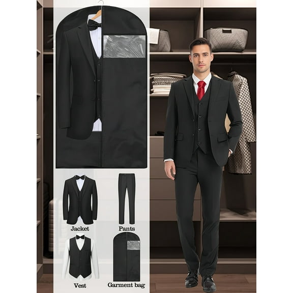 Premium 3pcs Suit Set - Garment Bag Included, High-Quality, Stylish | for Business, Weddings