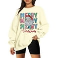 thumbnail image 3 of VILOVE Women Oversized Merry Christmas Sweatshirt Santa Graphic Merry Letter Print Crew Neck Long Sleeve Pullover Tops, 3 of 7