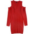 thumbnail image 1 of GUESS Womens Cold Shoulder Sweater Dress, Red, Small, 1 of 1