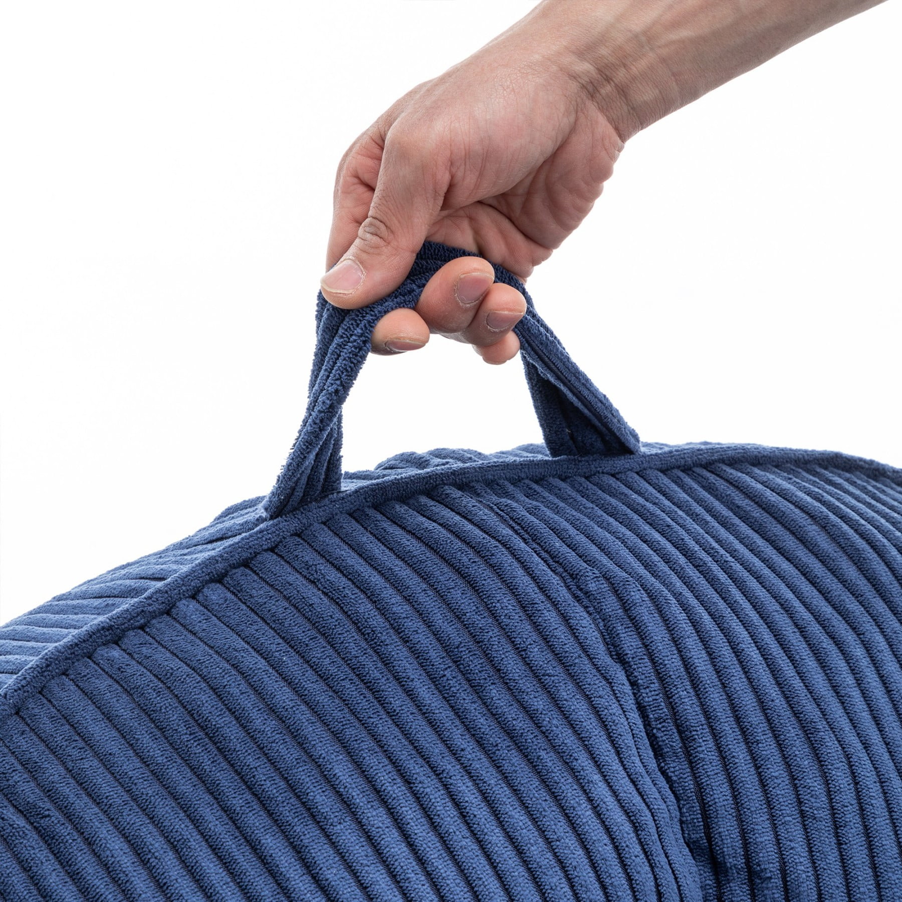 Giant Bean Bag Chair Sofa for Adults & Teens, Corduroy Bean Bag Couch with Armrests & Filler Included, Dark Blue